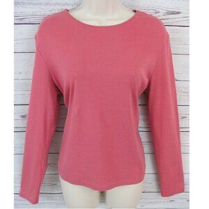 Old Navy Womens Blouse Top Shirt Sz L Easy Fit Long Sleeve Rose 100% Cotton NWOT